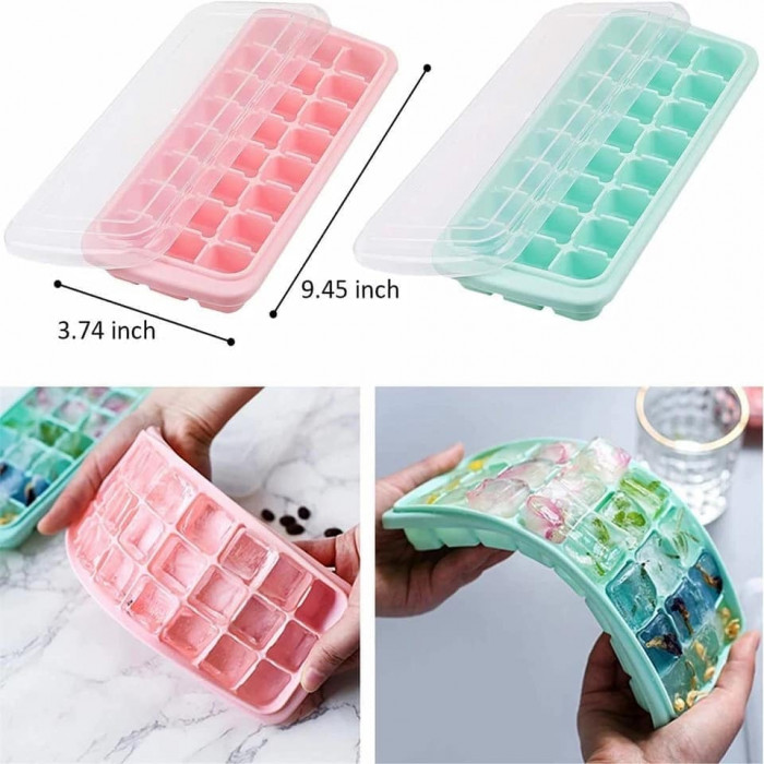 24 Grid Silicone Ice Tray With Lid