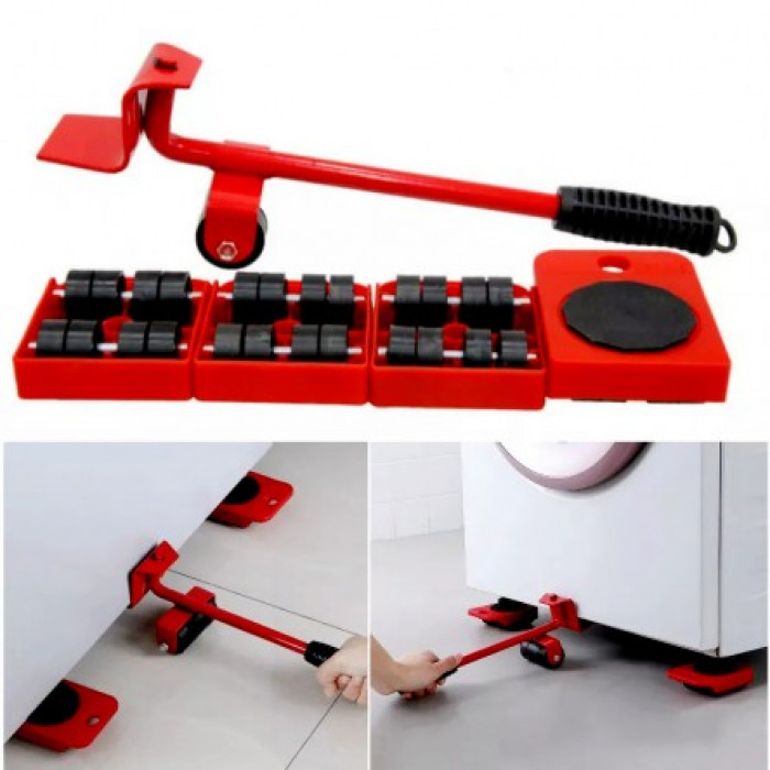 5 PCS Furniture Transport Roller Set Removal Lifting Mobile Moving Tool Heavy Move House Omnidirectional Wheels Rack with Wheels