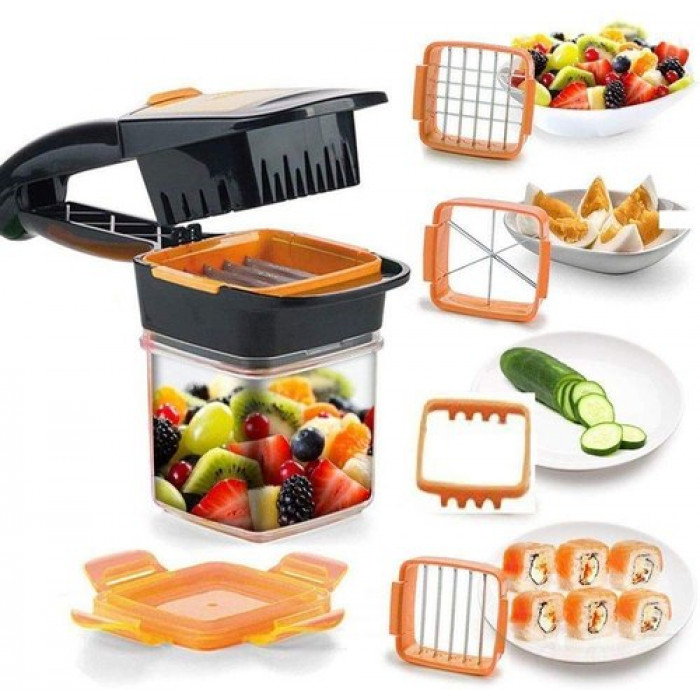 Stainless Steel 5-in-1 Nicer Quick Dicer Fruit Vegetable Cutter Set