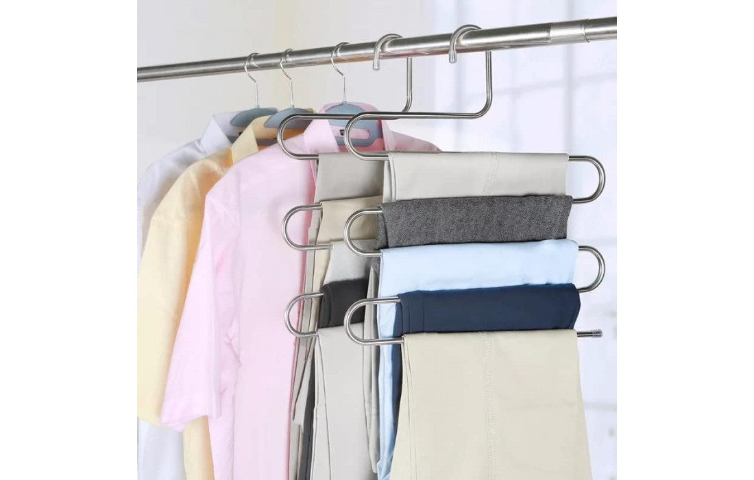 5-layer Pants Storage Rack S-shaped Hanger Stainle...