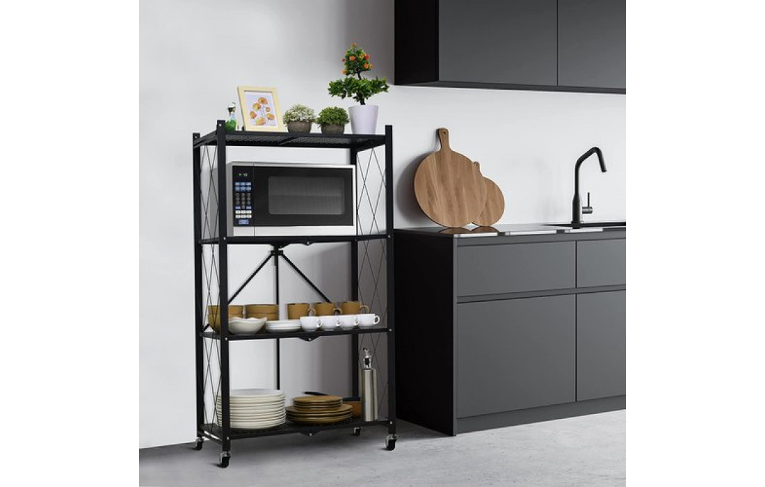 4 Layer Fordable Vertical Kitchen Microwave Racks ...