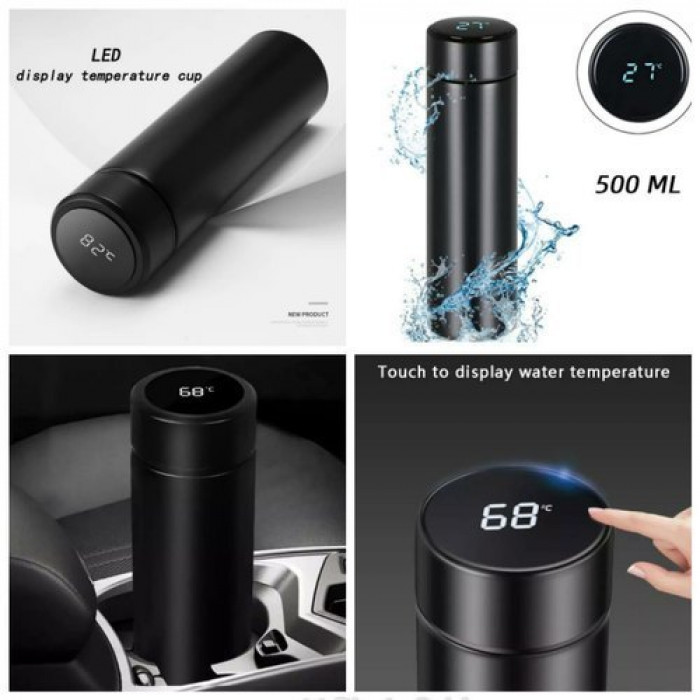 LED Temperature Display, Double Walled Vacuum Insulated Water Bottle