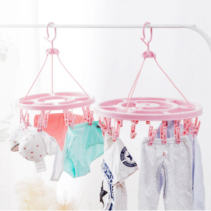 18 Clips Kids Plastic Drying Hanger Rack