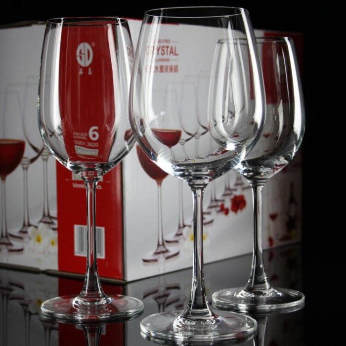 6 pieces European and American transparent wine glass lead-free crystal glass